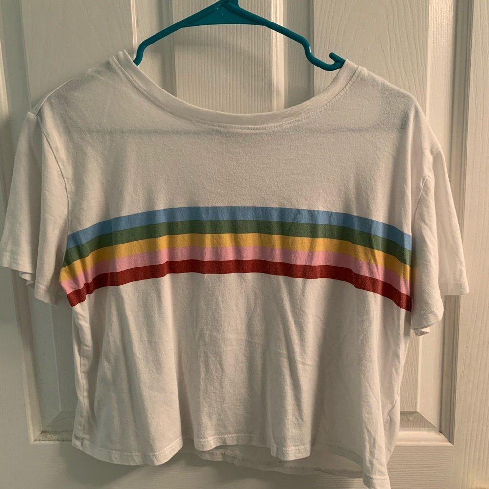So White Rainbow Crop Tee